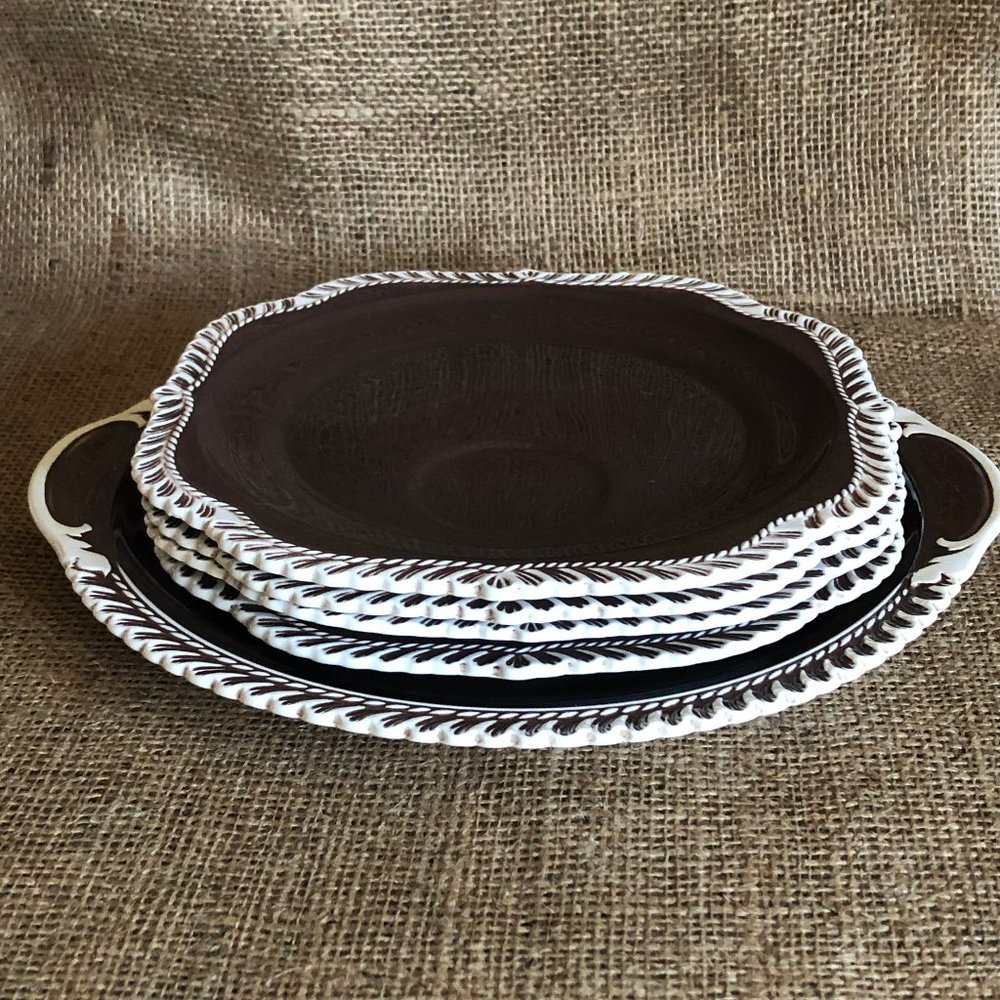 VTG Ceramic Platter and 4 Lunch Plates